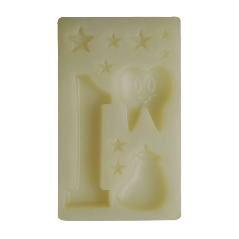 1 Year Old Baby Theme, Feeder, Tooth & Stars Decoration Silicone Fondant Mold 11 Cavity