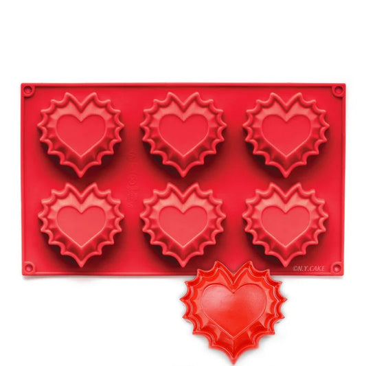 Fluted Heart Shape Silicone Mold 6 Cavity.