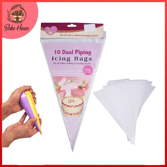 10 Disposable Dual Piping Icing Bags