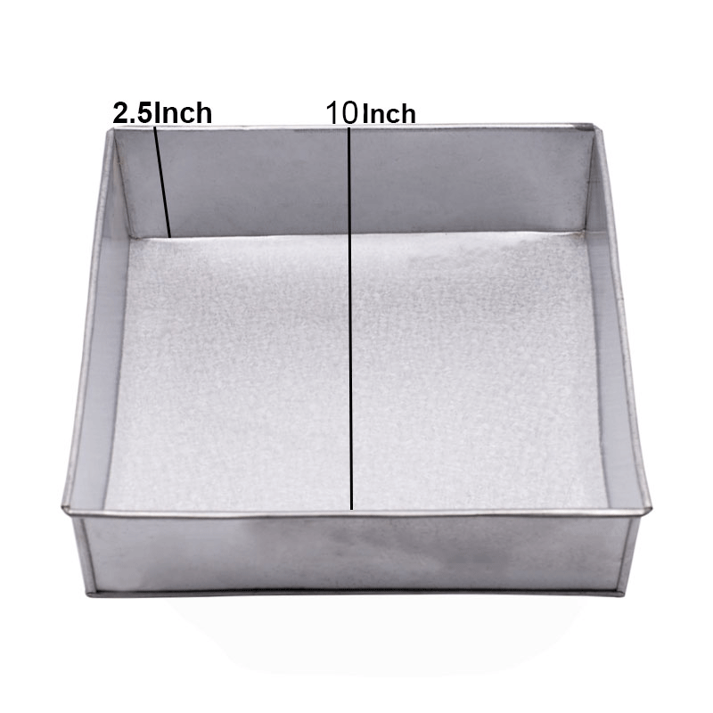 Square Cake Baking Mold Galvanized Steel 10 X 10 Inch