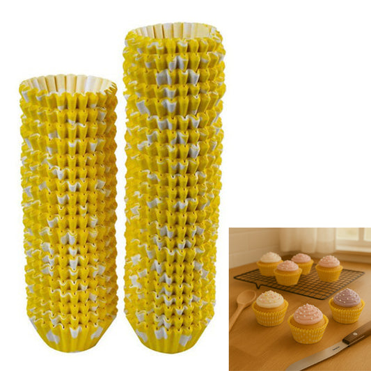 1000 Pcs Mini Yellow & White Cupcake Liners 3.5cm