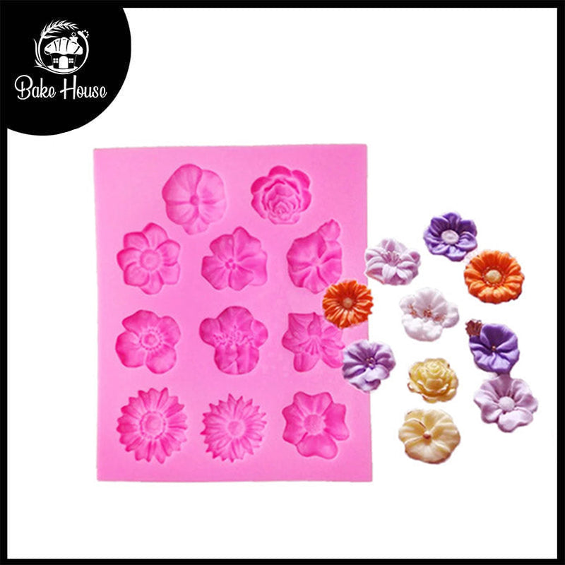 11 Cavity Flowers Silicone Fondant & Chocolate Mold