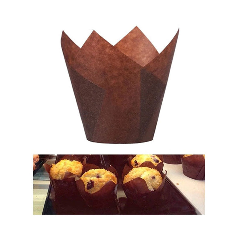 Plain Tulip Cupcake Liner Brown 50 Pcs Pack