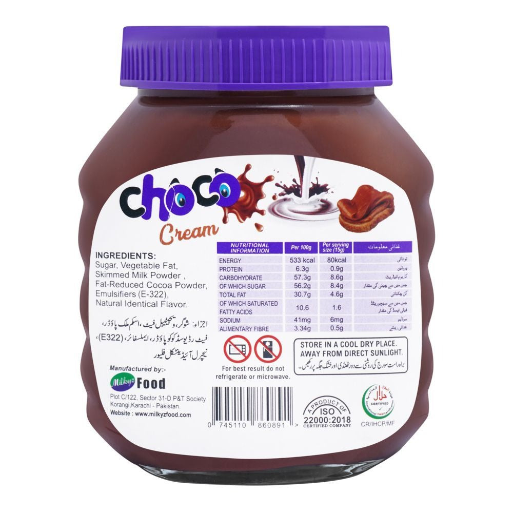 Milkyz Food Choco Cream Chocolate Milk Spread 650g Jar Bottle