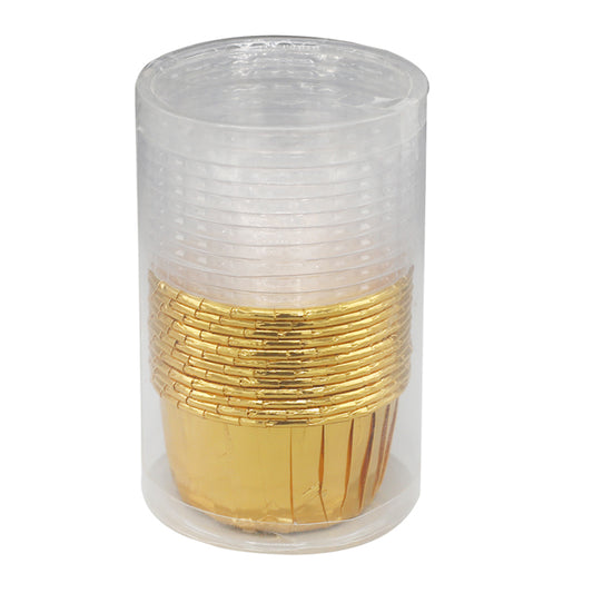 12Pcs Golden Foil Cupcake liner With Plastic Cap