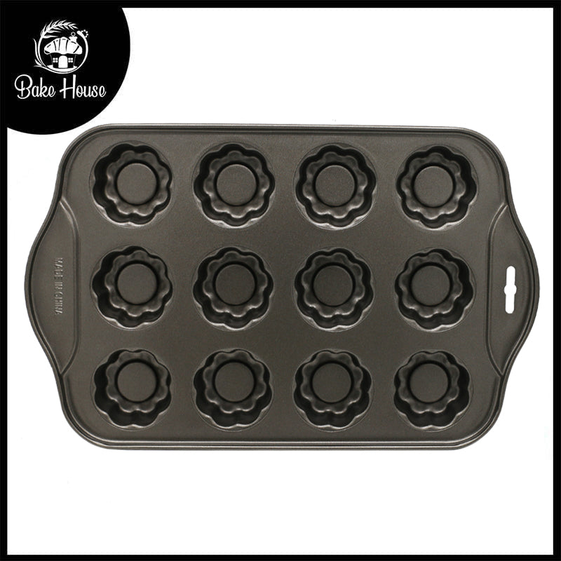 Flower Shape Mini Cheese Cake Pan 12 Cavity Non Stick