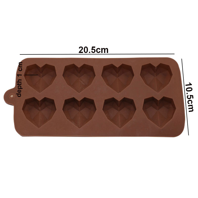 Diamond Heart Silicone Chocolate Mold 8 Cavity