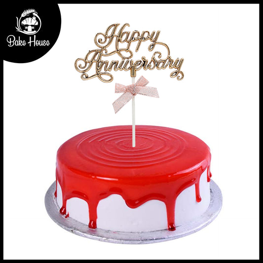 Happy Anniversary Cursive Writting Copper Cake Topper
