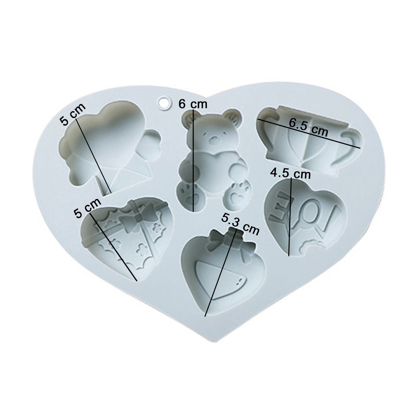 Valentine's Day Theme Silicone Fondant Mold 6 Cavity