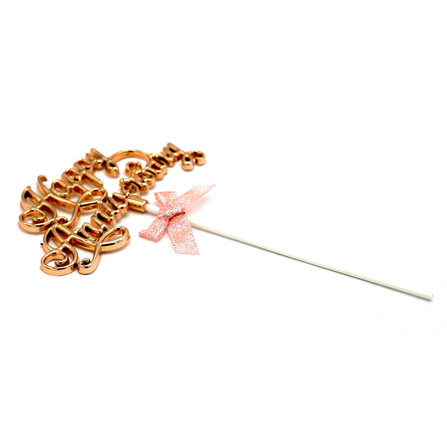 Happy Anniversary Cursive Writting Copper Cake Topper