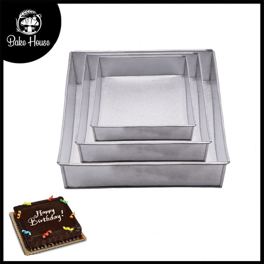 Square Cake Baking Mold Galvanized Steel Set Of 3Pcs