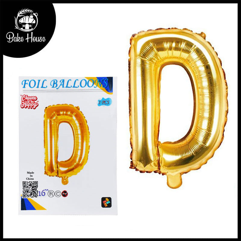 16 Inch Golden Alphabet D Letter Foil Balloon for Party Decoration