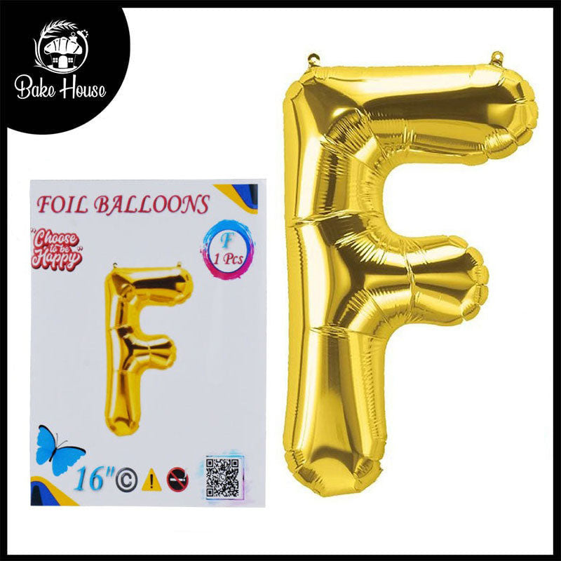 16 Inch Golden Alphabet F Letter Foil Balloon for Party Decoration