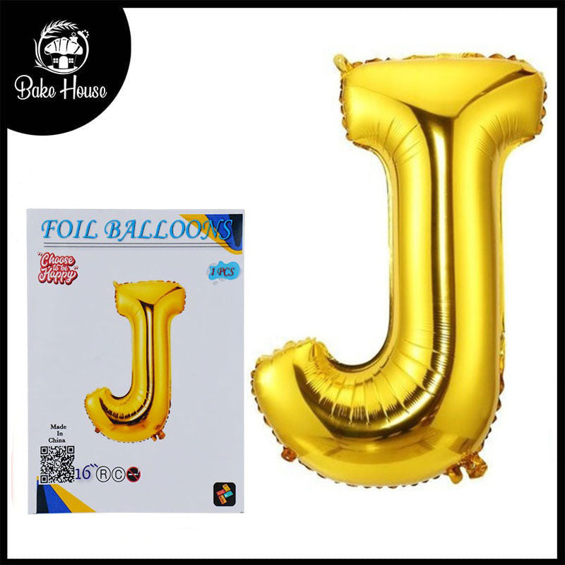 16 Inch Golden Alphabet J Letter Foil Balloon for Party Decoration