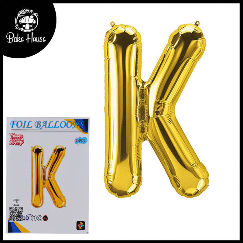 16 Inch Golden Alphabet K Letter Foil Balloon for Party Decoration