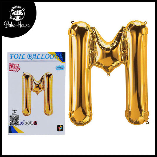 16 Inch Golden Alphabet M Letter Foil Balloon for Party Decoration