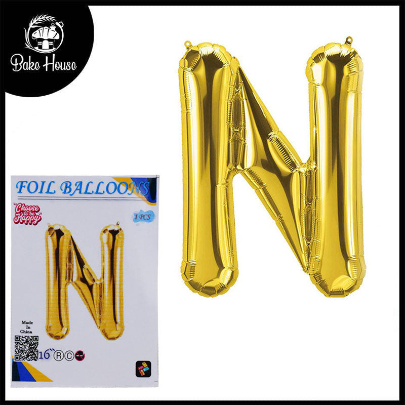 16 Inch Golden Alphabet N Letter Foil Balloon for Party Decoration