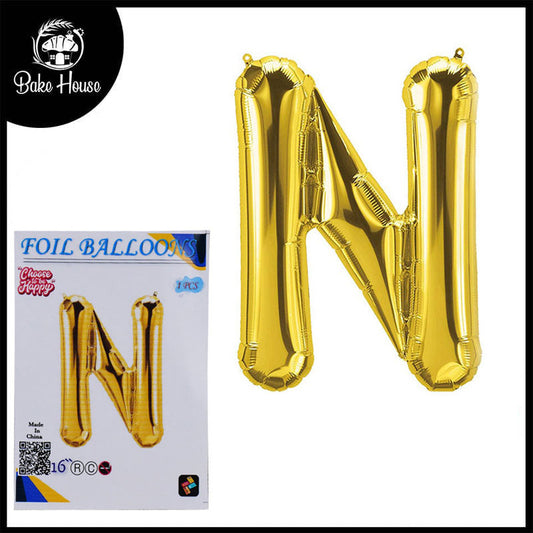 16 Inch Golden Alphabet N Letter Foil Balloon for Party Decoration