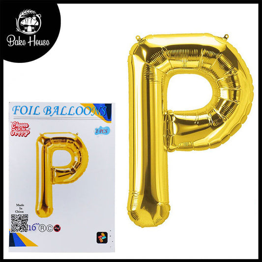 16 Inch Golden Alphabet P Letter Foil Balloon for Party Decoration