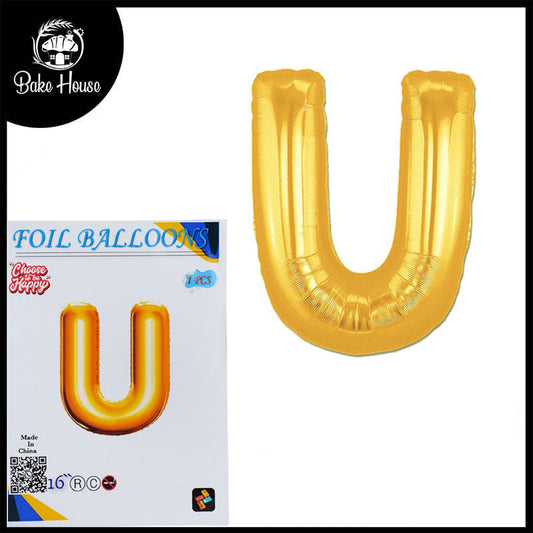 16 Inch Golden Alphabet U Letter Foil Balloon for Party Decoration