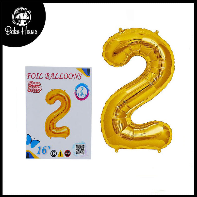 16 Inch Golden Number 2 Foil Balloon for Party Decoration