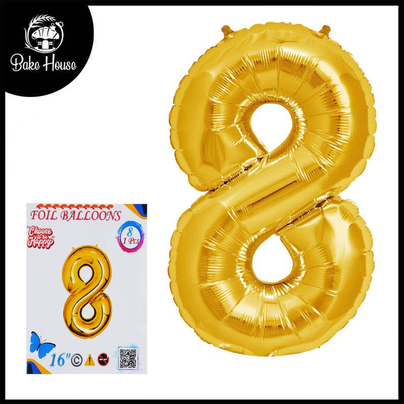 16 Inch Golden Number 8 Foil Balloon for Party Decoration