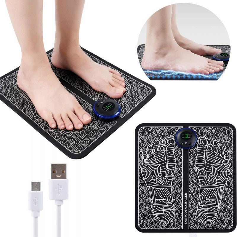 Rechargeable EMS Foot Massager Mat with 8 Modes & 19 Intensity Levels