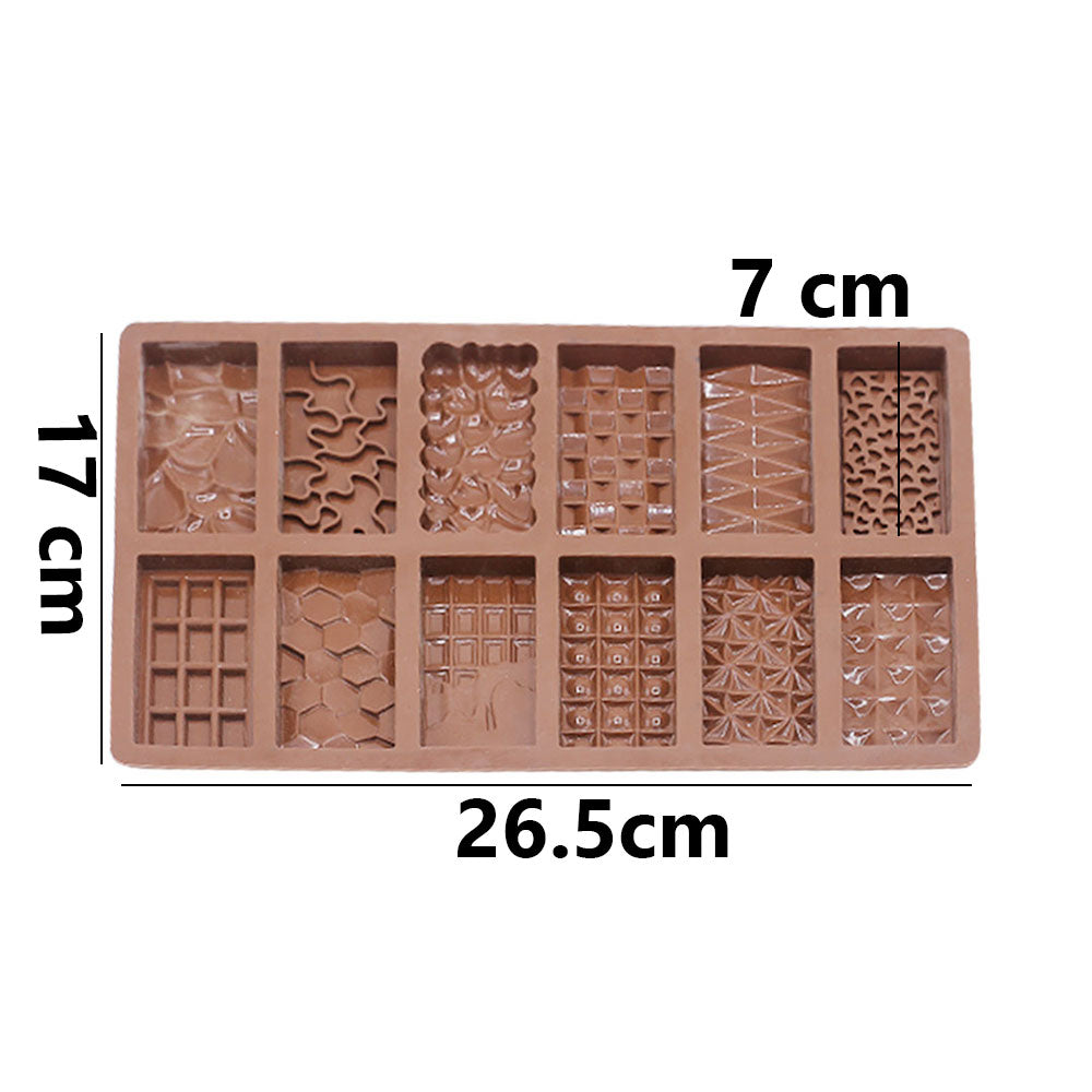 Multi Designs Mini Chocolate Bars Silicone Mold 12 Cavity