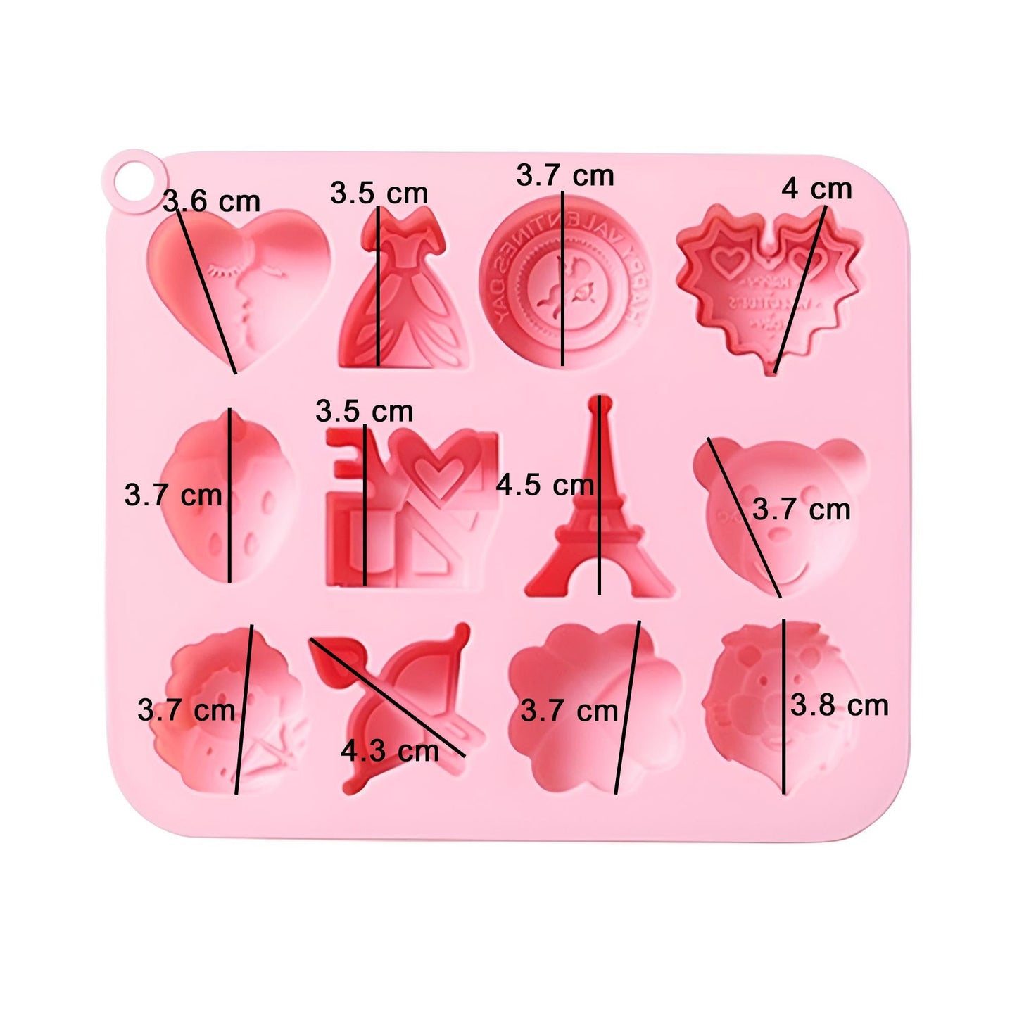 Love Valentine Theme Silicone Chocolate & Fondant Mold 12 Cavity