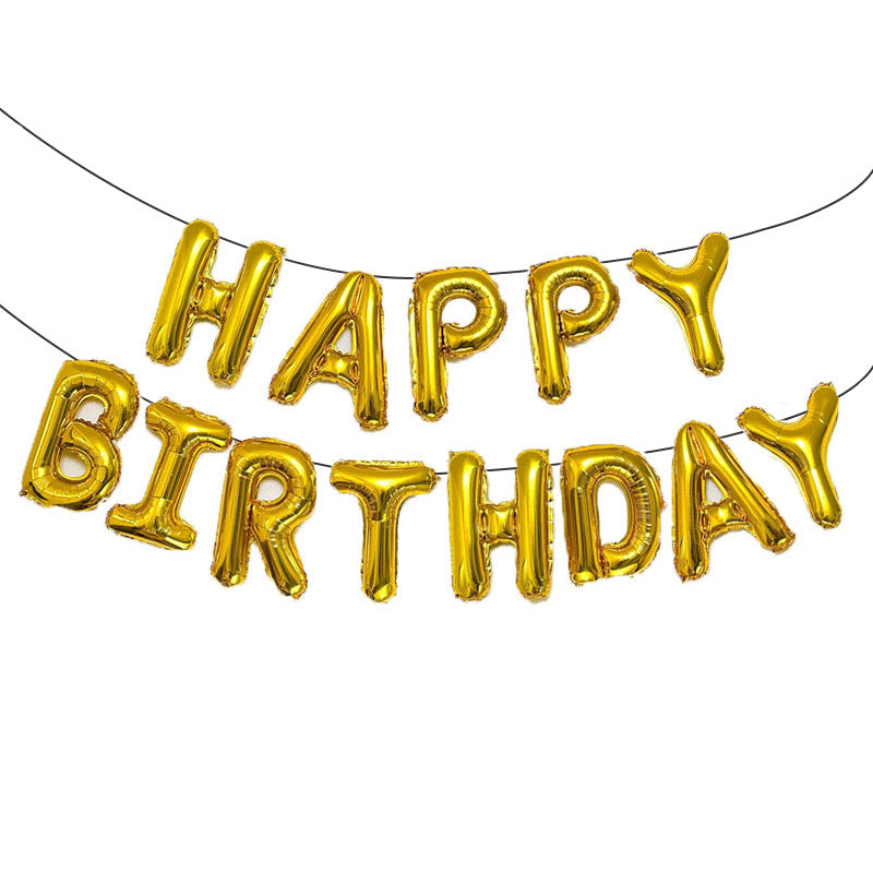 Happy Birthday Golden Letters Shape Foil Balloons Wall Banner For Party Decoration