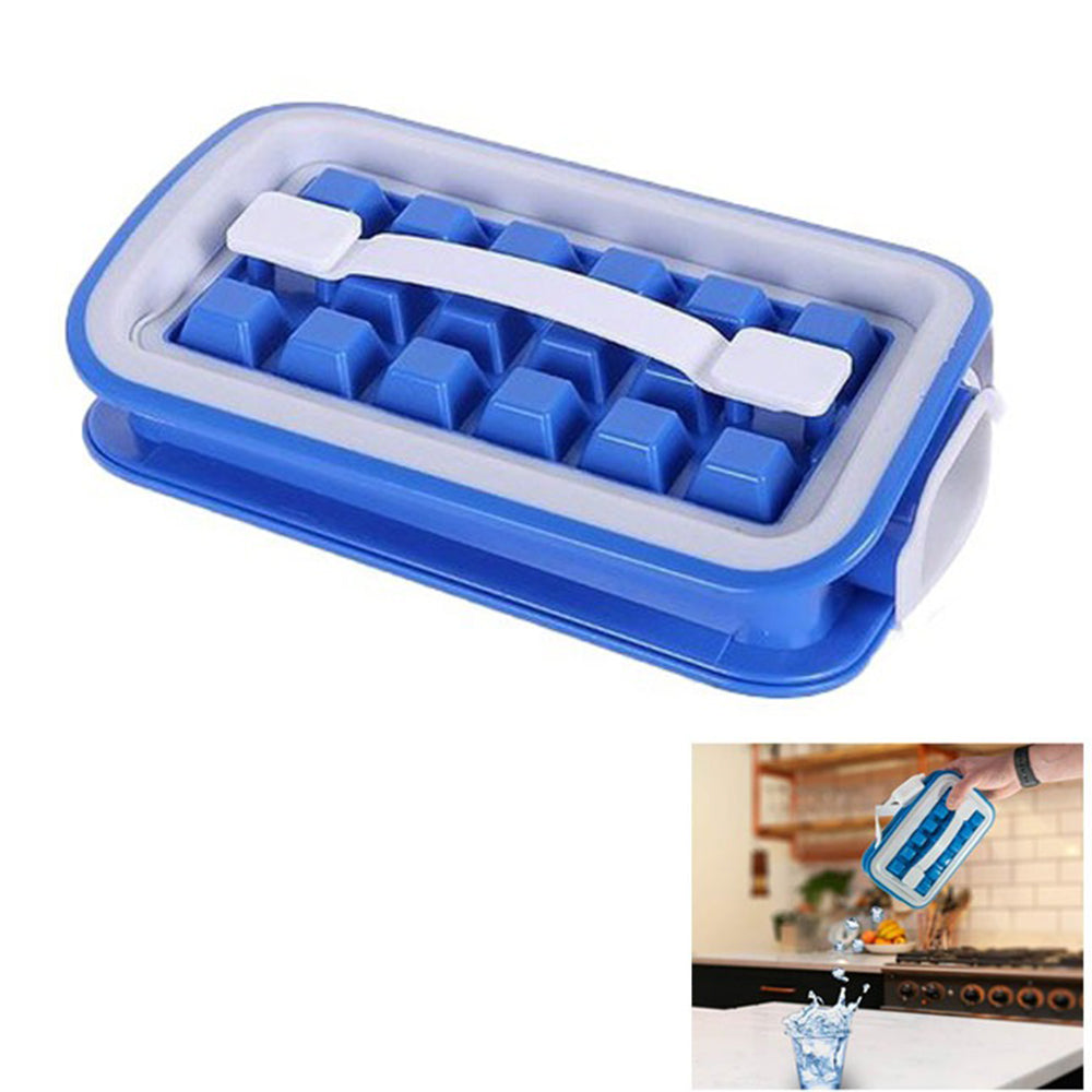 18 Cavity Two Sided Foldable Ice Cubes Tray & Pop Out Cubes Dispenser Bottle
