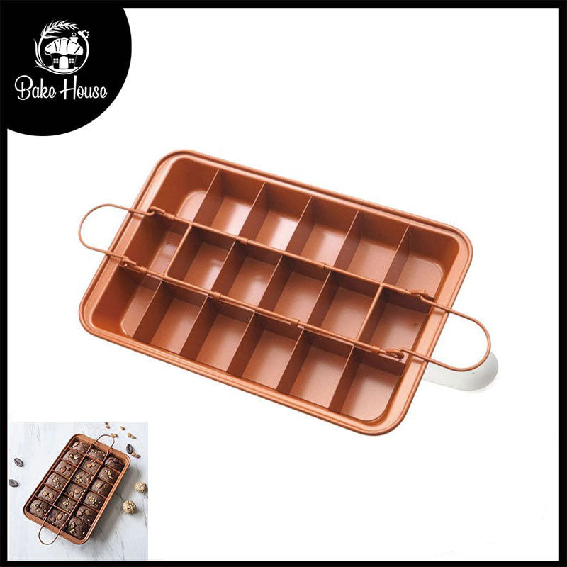 18 Pcs Brownie Baking Copper Non Stick Pan Set With Removable Base