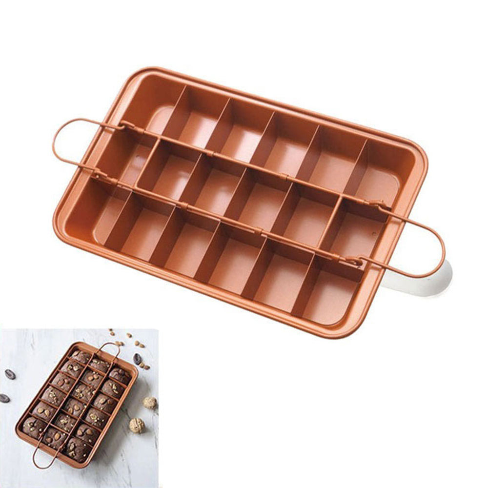 18 Pcs Brownie Baking Copper Non Stick Pan Set With Removable Base