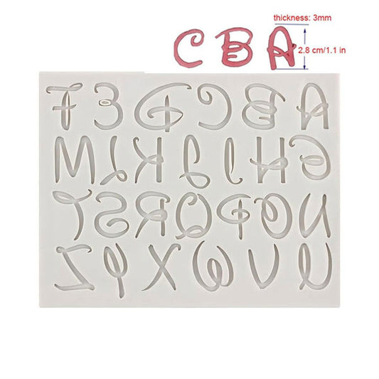 Large Size UpperCase Stylish Alphabet Silicone Fondant Mold 27 Cavity
