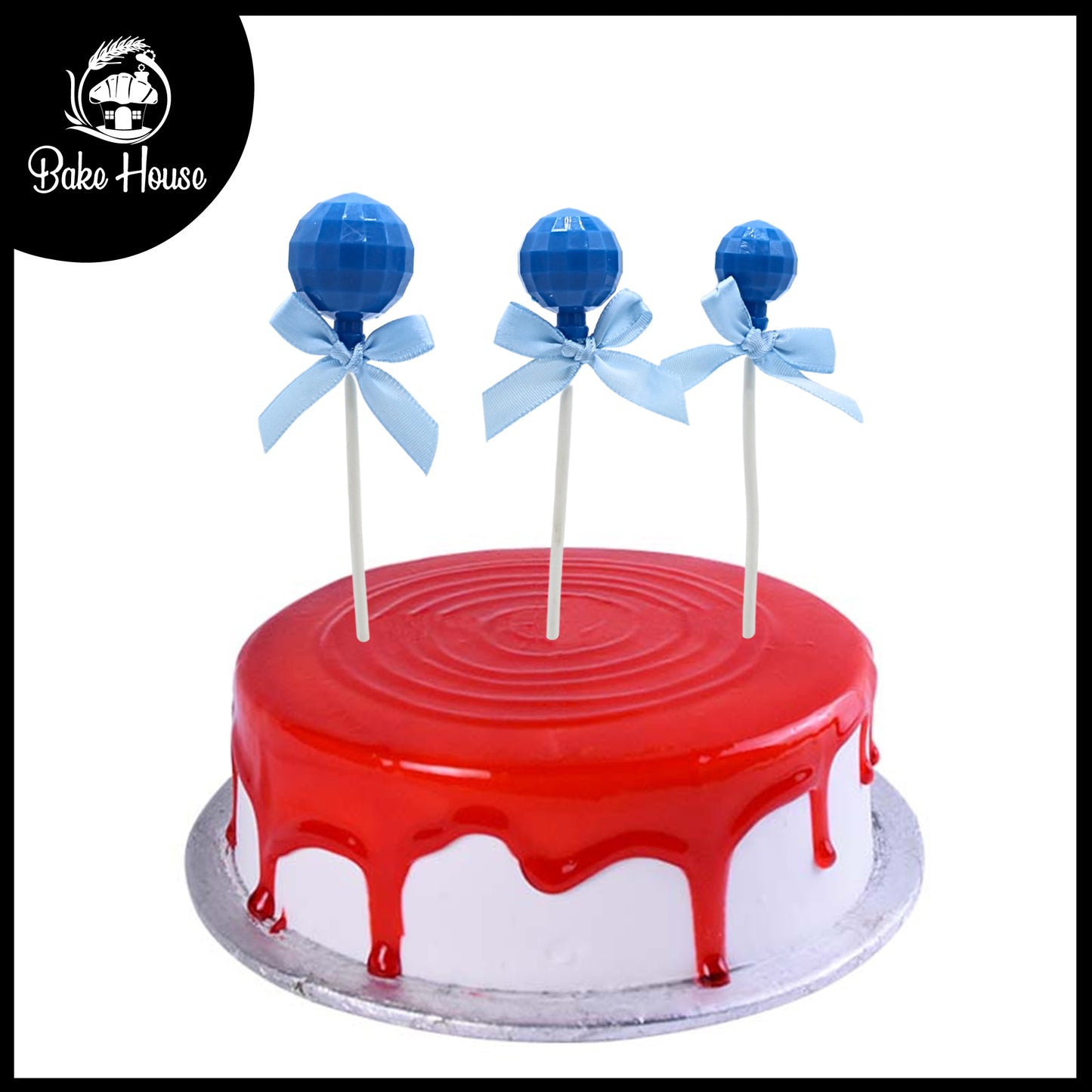 Lollipop Style Cake Toppers Dark Blue 3Pcs Set