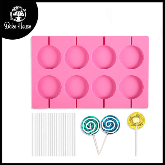 Round Shape Lollipop Silicone Mold 8 Cavity Big Size