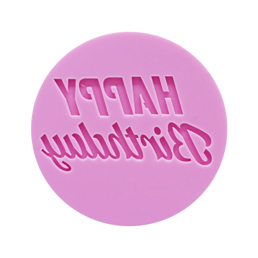 Happy Birthday Pink Fondant Stamp Plastic (Design 14)