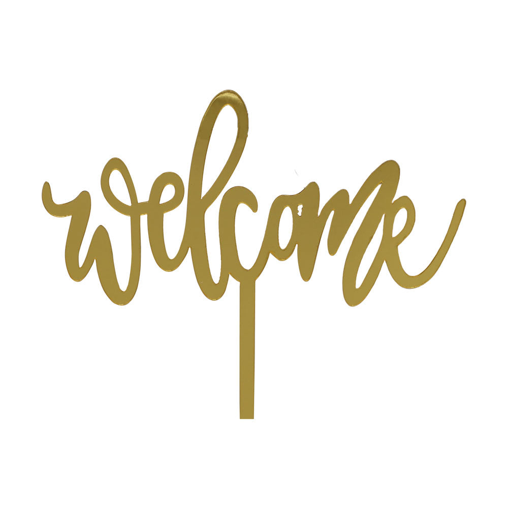 Welcome Cake Topper Golden