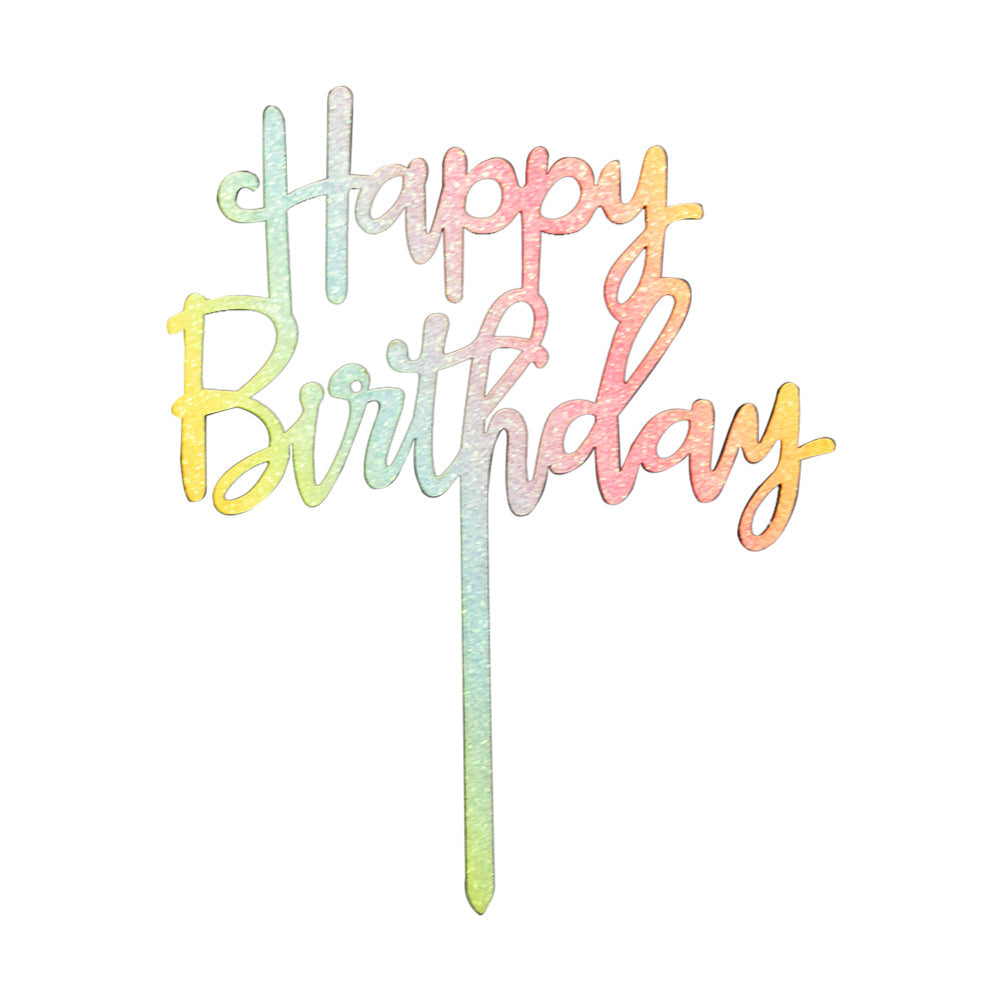Happy Birthday Cake Topper Multicolor