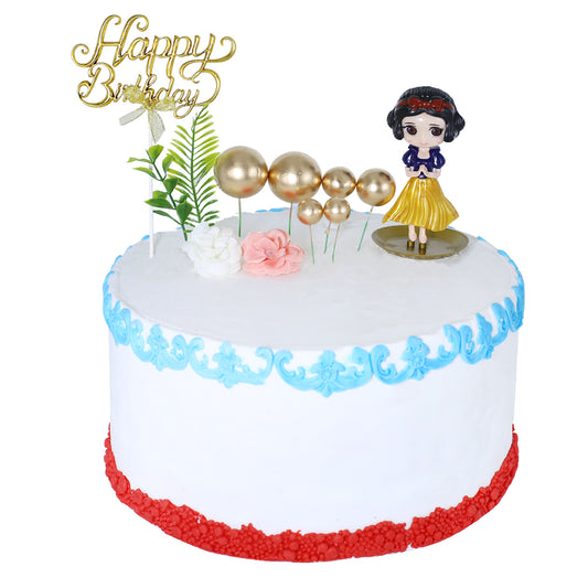 Happy Birthday Cake Topper Copper With Faux Ball, Leave, Flower, And Doll 12pcs Set