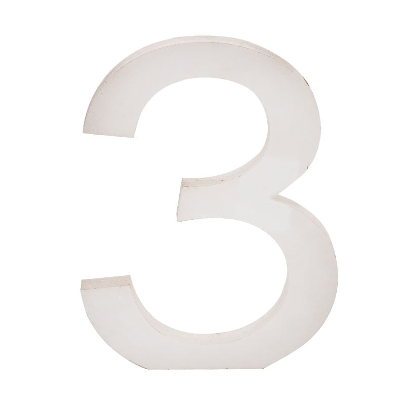 Freestanding Wooden Uppercase Number 3