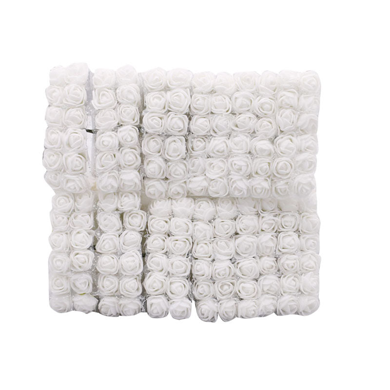 Artificial Paper Small White Rose Flower Topper 144Pcs set