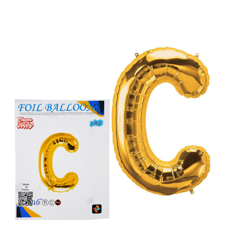 16 Inch Golden Alphabet C Letter Foil Balloon for Party Decoration