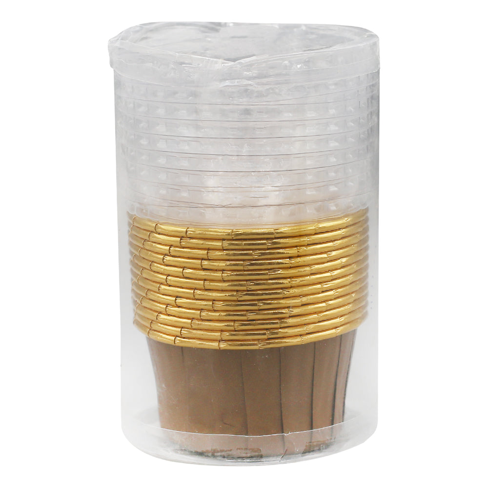 12Pcs Brown Foil Cupcake liner With Plastic Cap