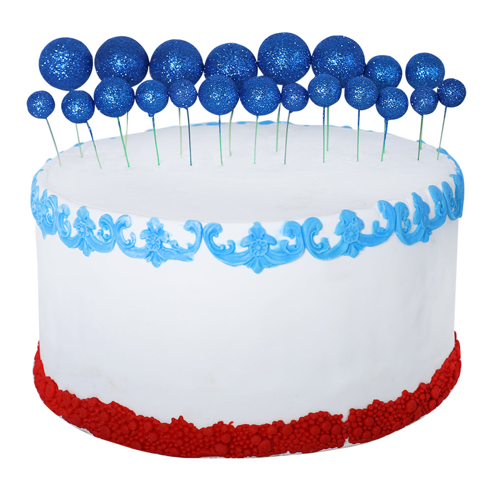 Glitter Dark Blue Ball Cake Topper 20Pcs Set