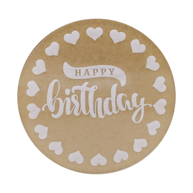 Stylish Happy Birthday With Hearts Frame Fondant Stamp Plastic