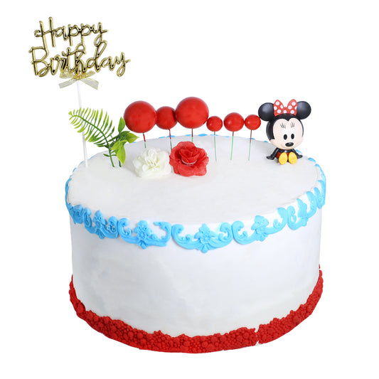 Happy Birthday Cake Topper Copper With Faux Ball, Leave, Flower, And Mickey Mouse 12pcs Set