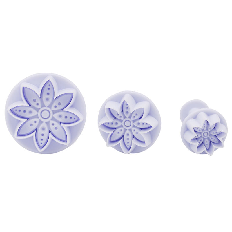 8 Petal Dotted Flower Plunger Cutter 3Pcs Set