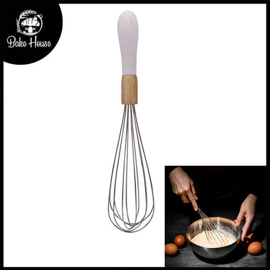 Lurwin Stainless Steel Whisk Plastic And Wood Handle 12.5 Inch