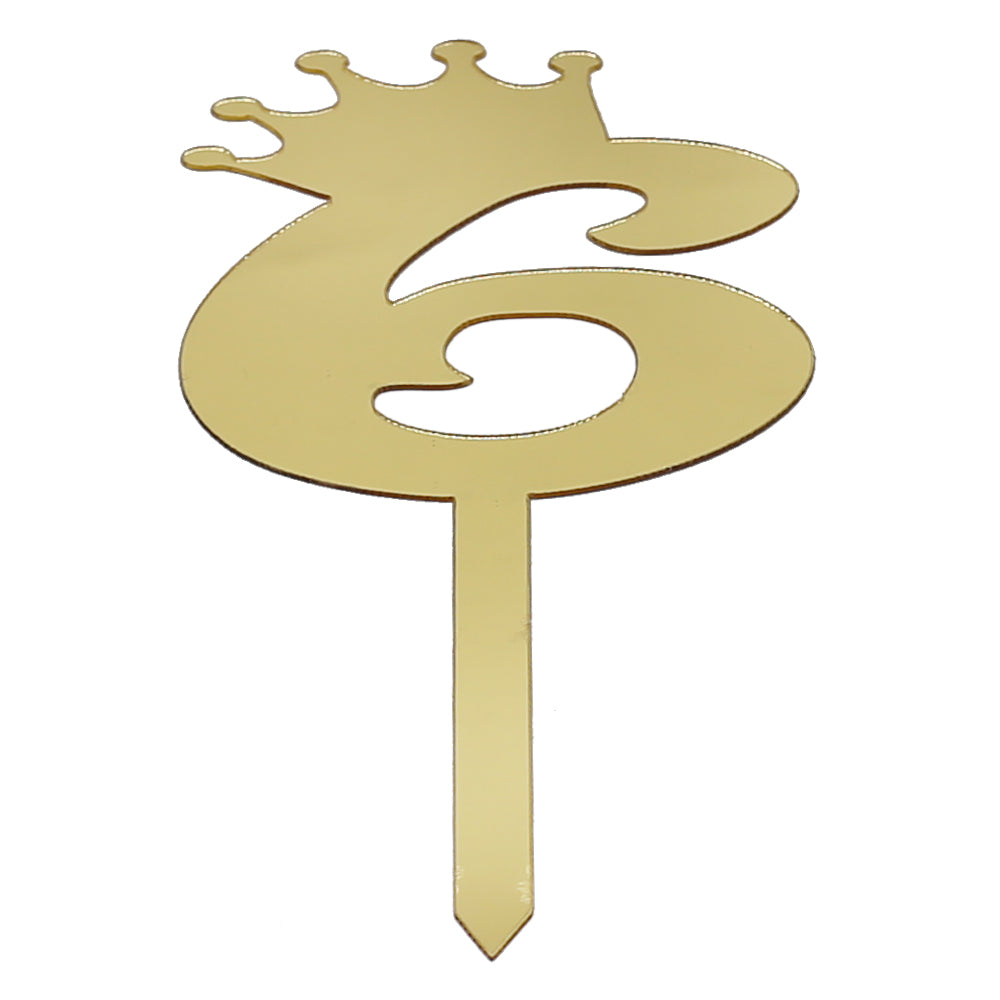Number Cake Topper Golden  (Six)